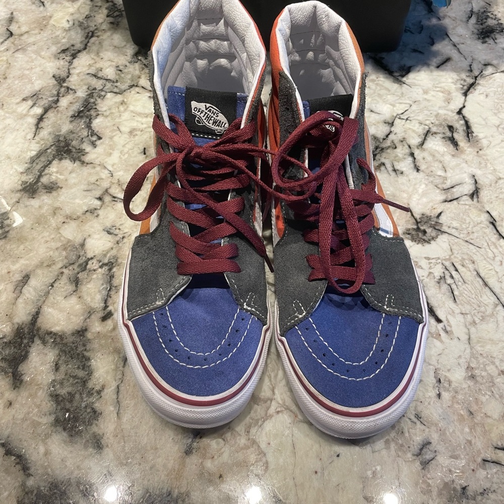 Vans Sk8-Hi Multi-Color Suede Blue/ Orange/Gold/Green: Women’s 8.5, Men’s 7